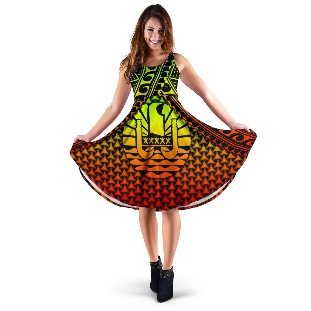 Polynesian Tahiti Midi Dress - Reggae Vintage Polynesian Patterns Women Reggae - Polynesian Pride