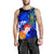 Polynesian Hawaii Custom Personalised Men's Tank Top - Humpback Whale with Tropical Flowers (Blue) - Polynesian Pride