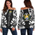 Nauru Women's Off Shoulder Sweater - Polynesian Tattoo Black Black - Polynesian Pride