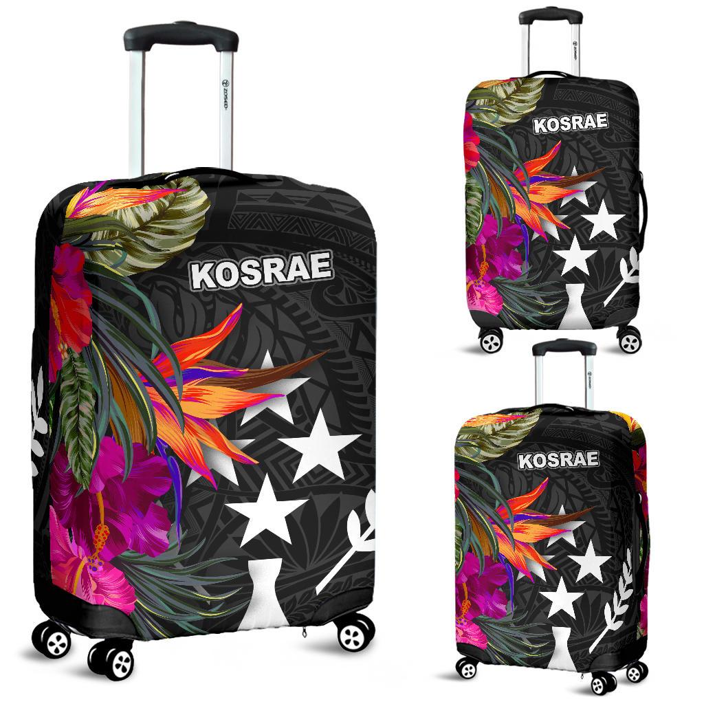 Kosrae Luggage Covers - Polynesian Hibiscus Pattern Black - Polynesian Pride