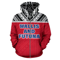 Wallis and Futuna All Over Zip up Hoodie Polynesian Hoodie Version - Polynesian Pride
