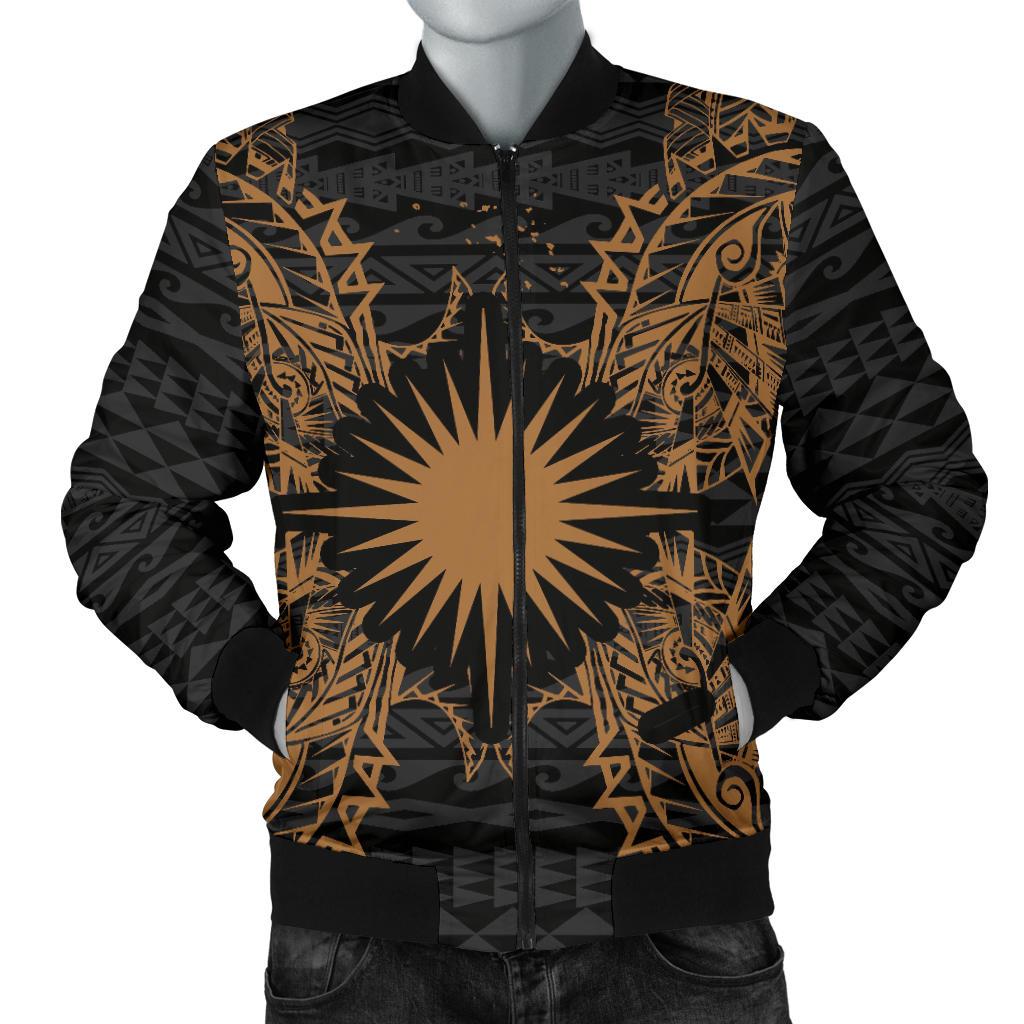 Marshall Islands Polynesian Men's Bomber Jacket Map Gold Gold - Polynesian Pride