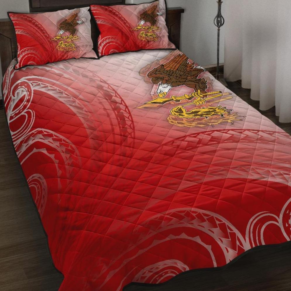 American Samoa Polynesian Quilt Bed Set - Bald Eagle (Red) Red - Polynesian Pride