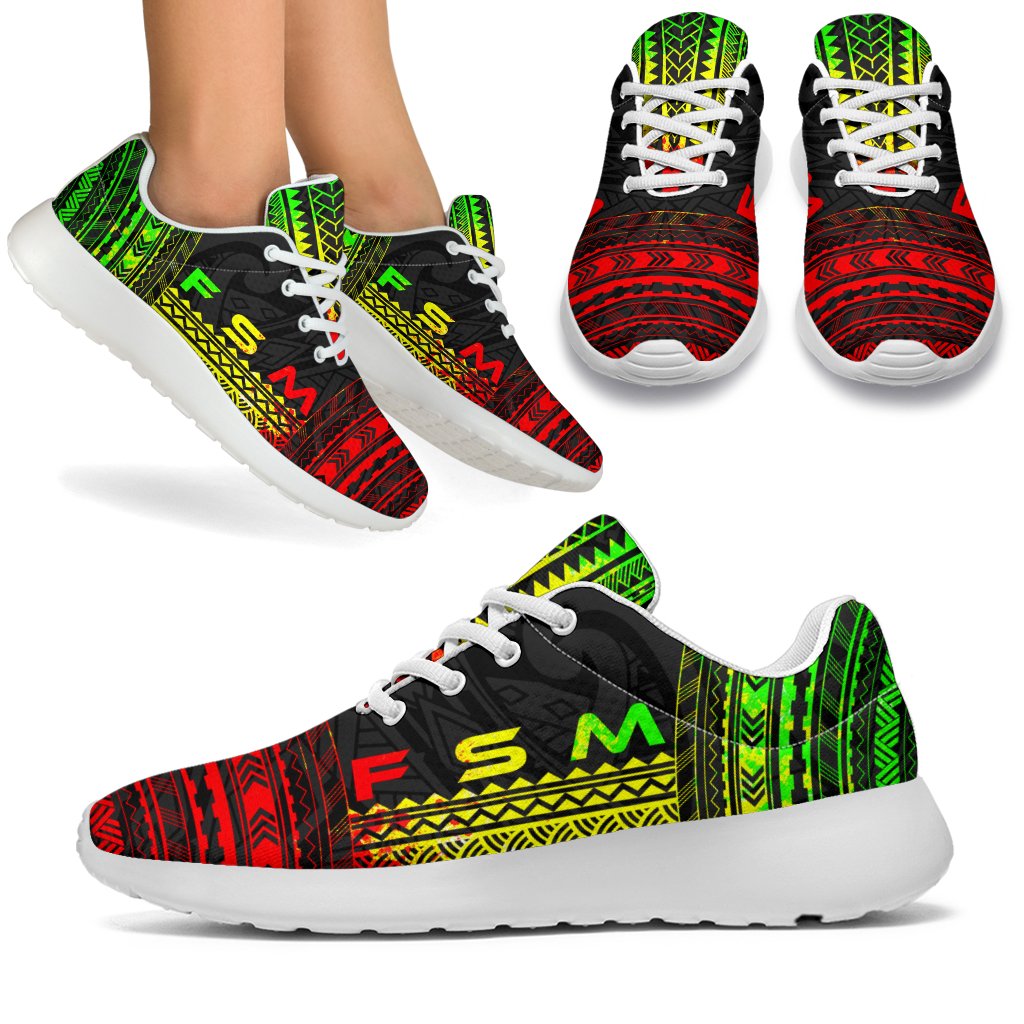 Federated States Of Micronesia Sporty Sneakers - Polynesian Chief Reggae Version White - Polynesian Pride