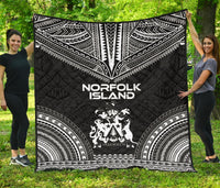 Norfolk Island Premium Quilt - Norfolk Island Coat Of Arms Polynesian Chief Black Version Black - Polynesian Pride