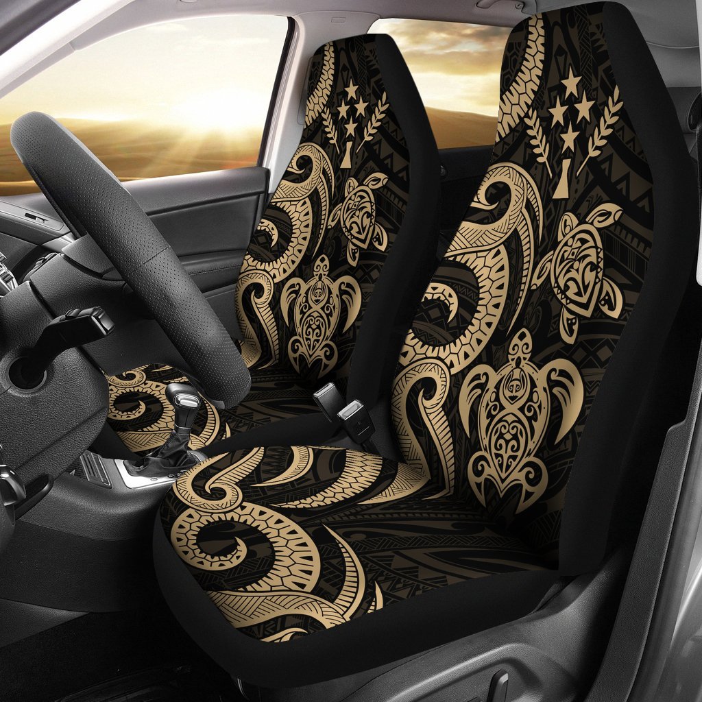 Kosrae Micronesian Car Seat Covers - Gold Tentacle Turtle Universal Fit Gold - Polynesian Pride