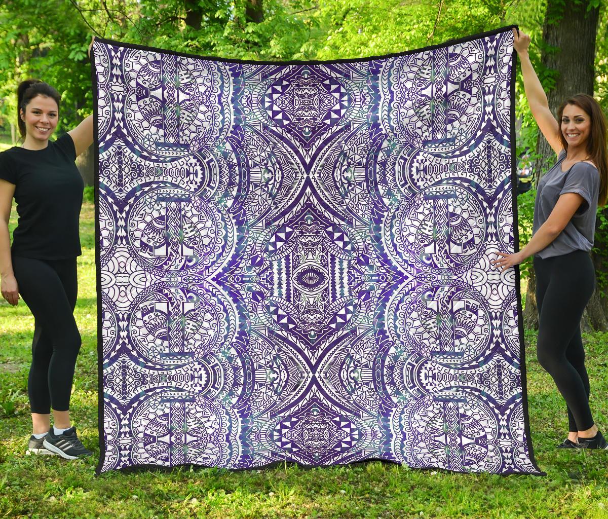 Polynesian Premium Quilt Violet White - Polynesian Pride