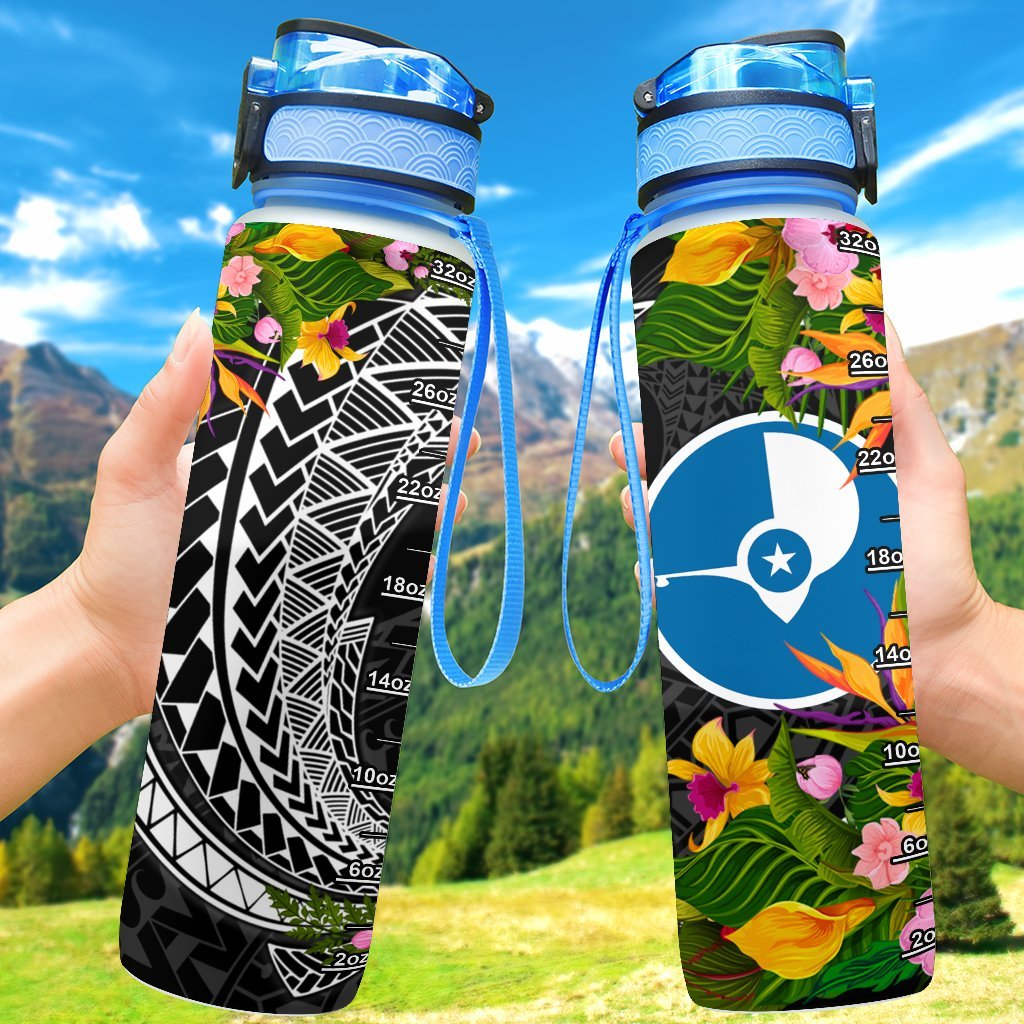 Yap State Hydro Tracking Bottle - Seal Spiral Polynesian Patterns Hydro Tracking Bottle - Yap 32oz Large Black - Polynesian Pride