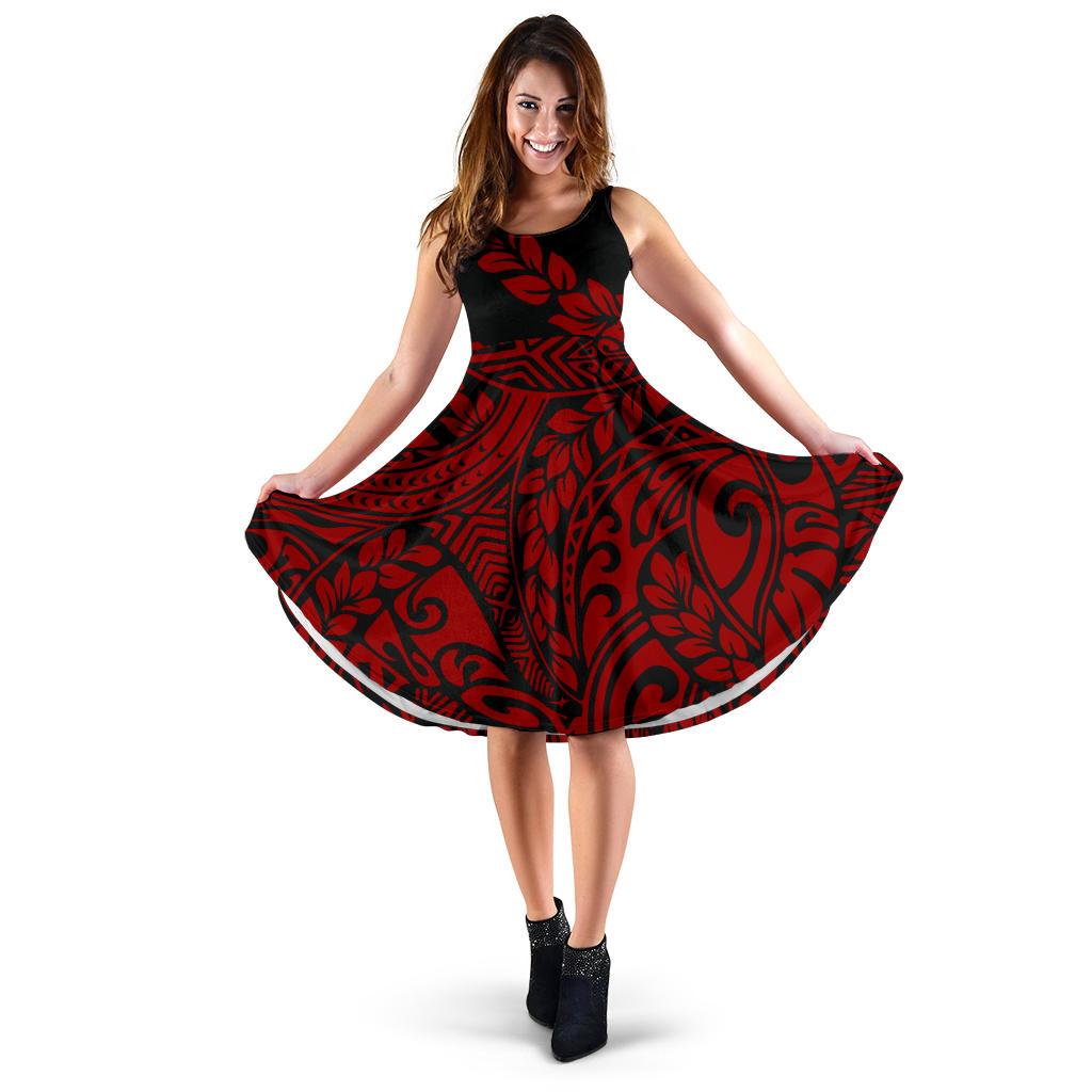 Polynesia Women's Dress - Tribal Pattern Black Women Black & Red - Polynesian Pride