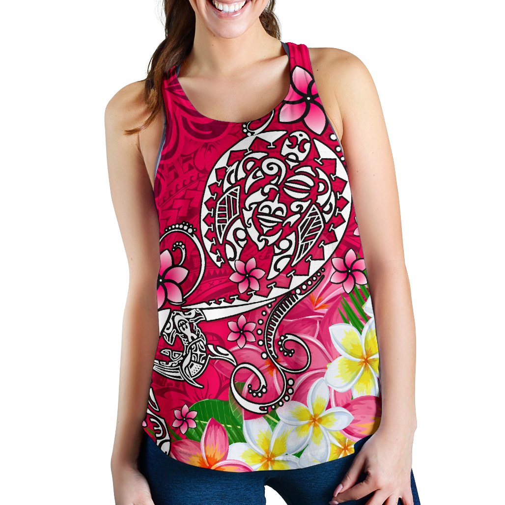 Polynesian Women's Racerback Tank - Turtle Plumeria Pink Color - Polynesian Pride