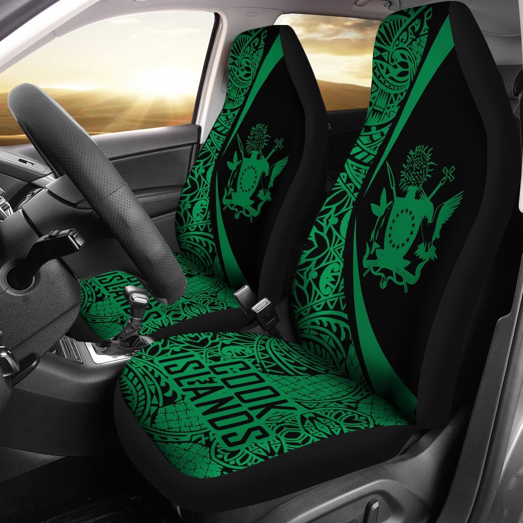 Cook Islands Polynesian Car Seat Cover - Circle Style 05 Universal Fit Black - Polynesian Pride