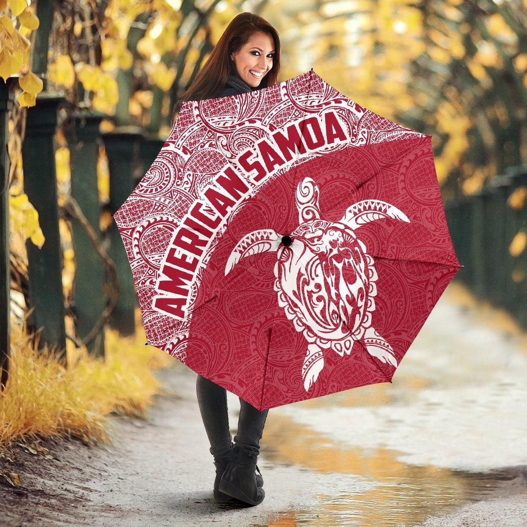 American Samoa Umbrella Turtle Mermaid Polynesian Pattern White Red - Polynesian Pride