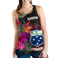 Samoa Women's Racerback Tank - Polynesian Hibiscus Pattern - Polynesian Pride