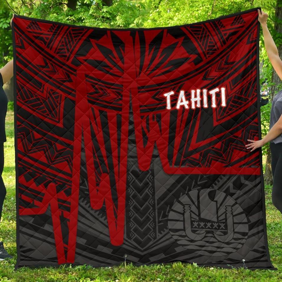 Tahiti Premium Quilt - Tahiti Seal In Heartbeat Patterns Style (Red) Red - Polynesian Pride