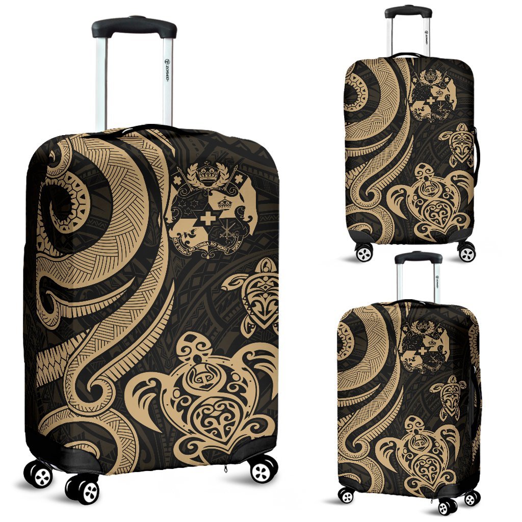 Tonga Polynesian Luggage Covers - Gold Tentacle Turtle Gold - Polynesian Pride