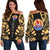 Tahiti Women's Off Shoulder Sweater - Polynesian Tattoo Gold Gold - Polynesian Pride