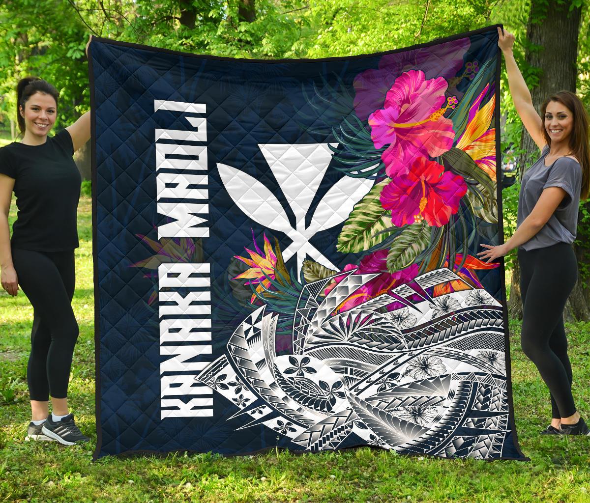 Hawaii Premium Quilt - Polynesian Hibiscus with Summer Vibes - Polynesian Pride