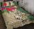 Tonga Polynesian Quilt Bed Set - Hibiscus Turtle Tattoo Beige Beige - Polynesian Pride