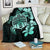 Hawaiian Kanaka Hibiscus Plumeria Mix Polynesian Turtle Premium Blanket Turquoise AH - Polynesian Pride