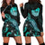 Tahiti Polynesian Hoodie Dress - Turtle With Blooming Hibiscus Turquoise Turquoise - Polynesian Pride