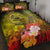 American Samoa Polynesian Custom Personalised Quilt Bed Set - Humpback Whale with Tropical Flowers Yellow - Polynesian Pride