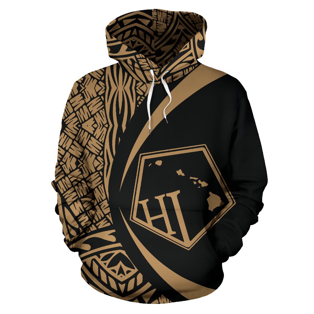 Hawaii Polynesian Tribal Hoodie Circle Style Golden Color - Polynesian Pride