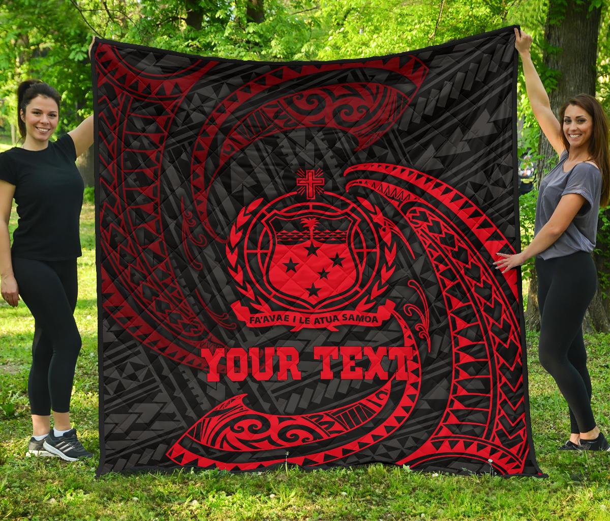 Samoa Polynesian Custom Personalised Premium Quilt - Red Tribal Wave - Polynesian Pride