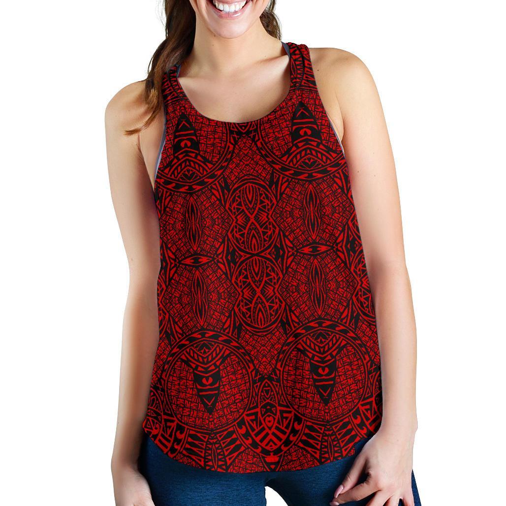 Polynesian Lauhala Mix Red Women's Racerback Tank Top Red - Polynesian Pride