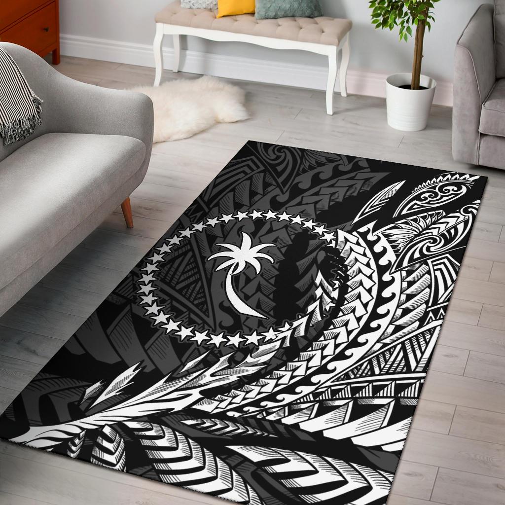 Chuuk State Area Rug - Wings Style Black - Polynesian Pride