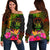 Niue Polynesian Personalised Women's Off Shoulder Sweater - Hibiscus and Banana Leaves Art - Polynesian Pride