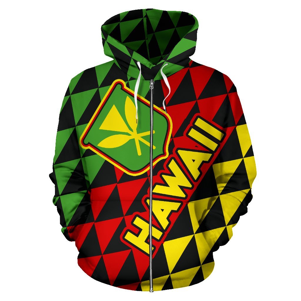 Hawaii Zip up Hoodie Hawaii Kanaka Maoli Flag - Polynesian Pride