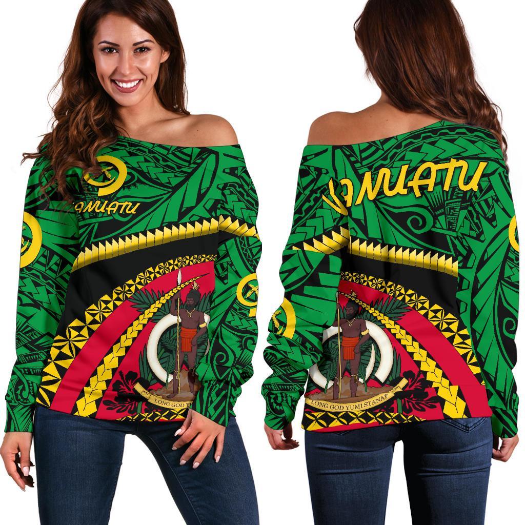 Vanuatu Off Shoulder Sweater - Road To Hometown Green - Polynesian Pride