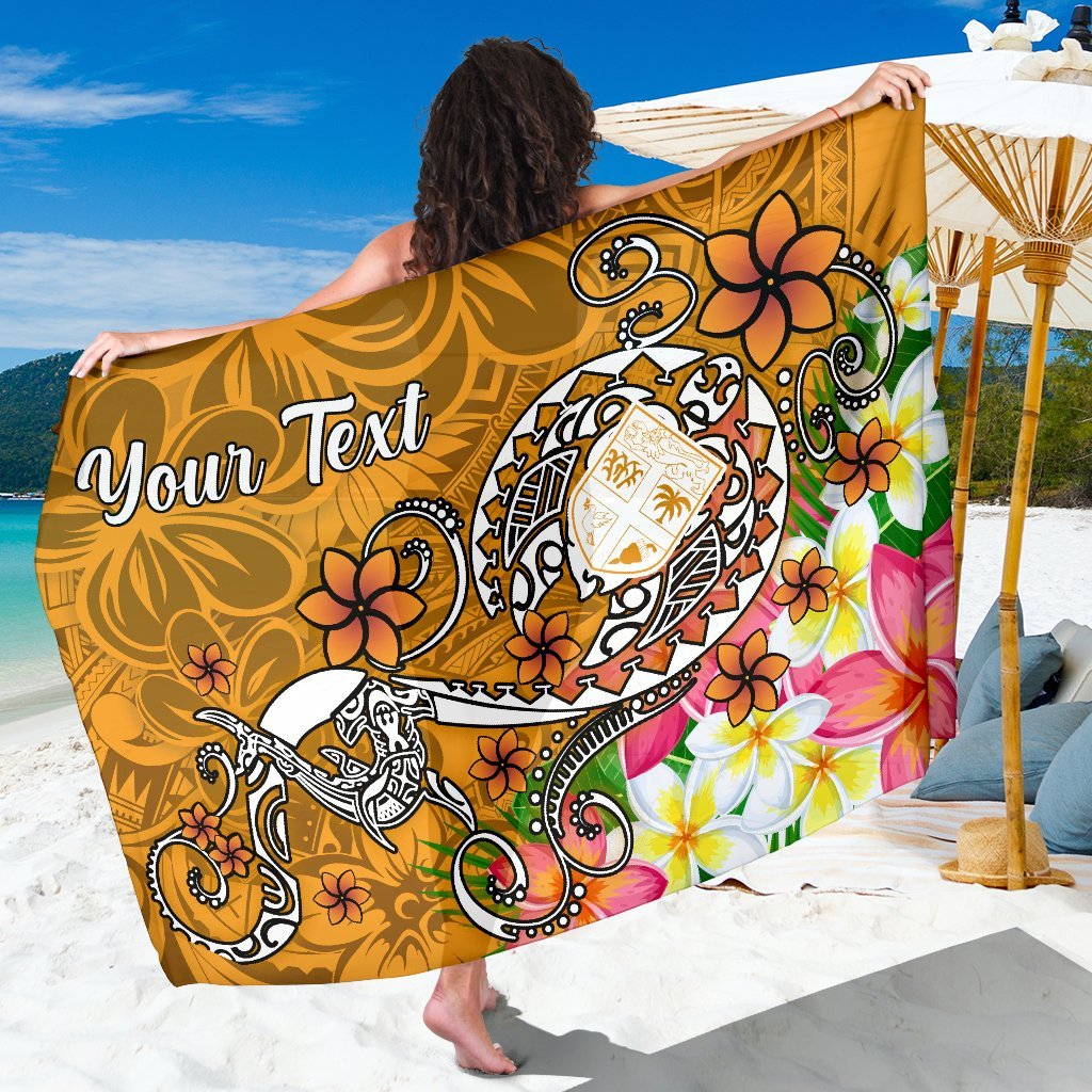 Fiji Custom Personalised Sarong - Turtle Plumeria (Gold) One Style One Size Gold - Polynesian Pride