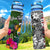 Nauru Custom Personalised Hydro Tracking Bottle - Turtle Plumeria Banana Leaf Crest Hydro Tracking Bottle 32oz Large Black - Polynesian Pride