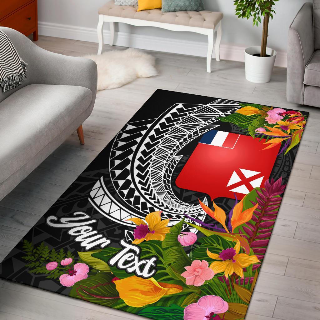 Wallis and Futuna Area Rug - Custom Personalised Seal Spiral Polynesian Patterns Black - Polynesian Pride