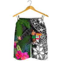 Fiji Men Shorts - Turtle Plumeria Banana Leaf Crest - Polynesian Pride