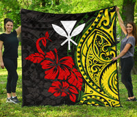Hawaii Premium Quilt - Kanaka Maoli Hibiscus Flowers - Polynesian Pride
