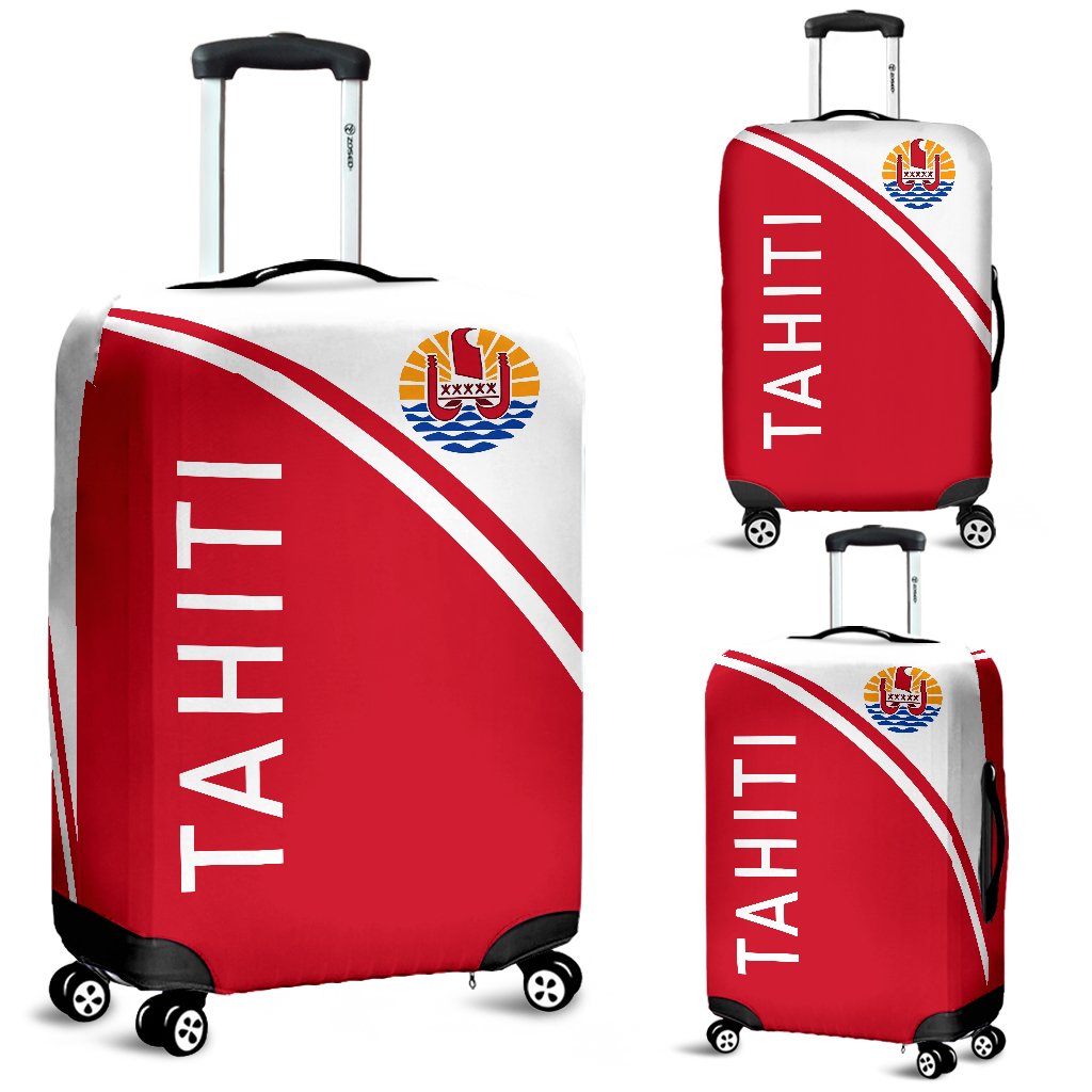 Tahiti Luggage Covers - Curve Version White Red - Polynesian Pride