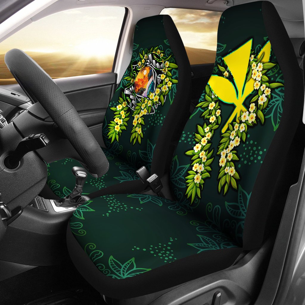 Polynesian Hawaii Car Seat Covers - Ti Leaf Lei Turtle Universal Fit Green - Polynesian Pride