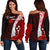 Kosrae Micronesia Custom Personalised Women's Off Shoulder Sweater - Coat Of Arm With Hibiscus Red - Polynesian Pride