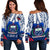 Samoa Rugby Women's Off Shoulder Sweater Tribal Pattern Blue - Polynesian Pride