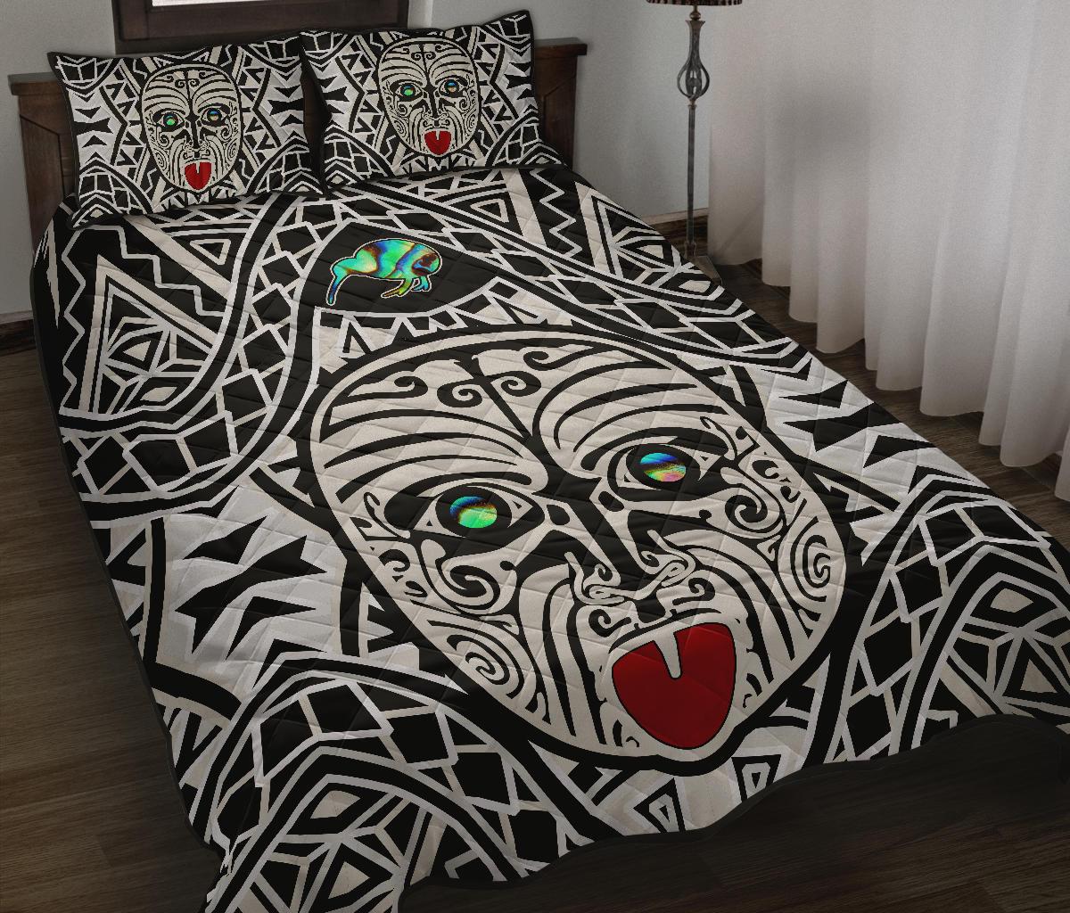 Integrity Maori Ta Moko Quilt Bed Set Kiwi And Paua Art - Polynesian Pride