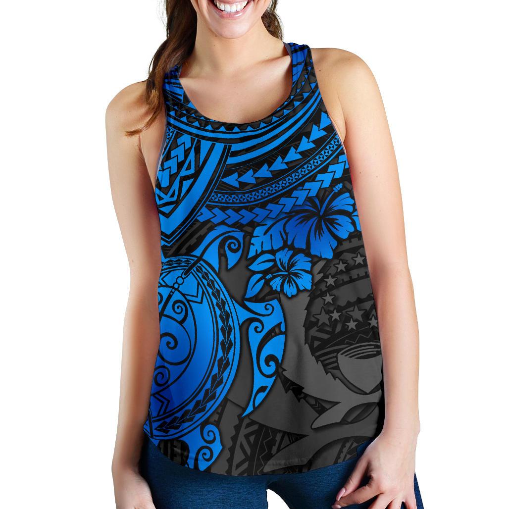 Pohnpei Polynesian Racerback Tank (Women) - Polynesian Blue Turtle - Polynesian Pride
