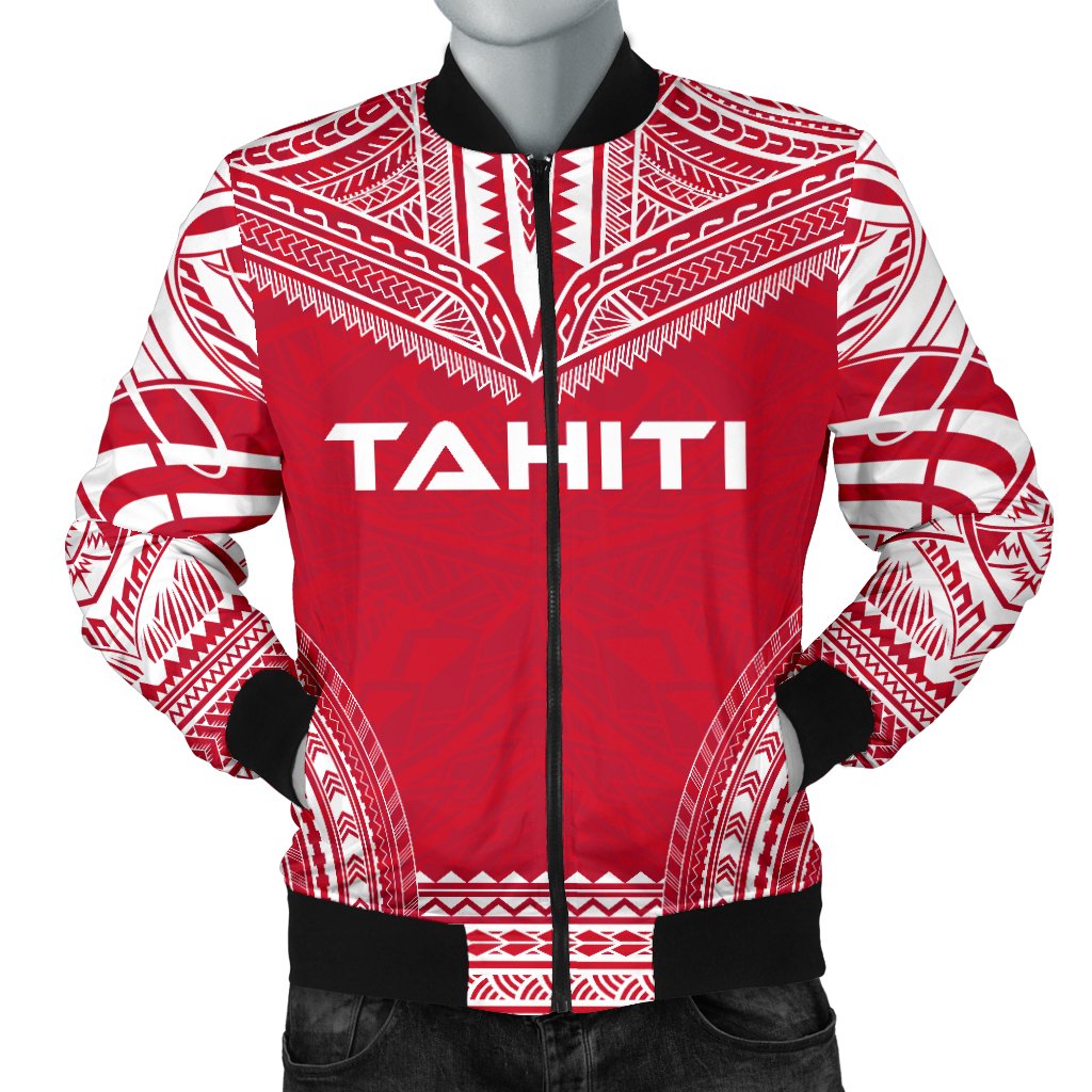 Tahiti Flag Polynesian Chief Men's Bomber Jacket Red - Polynesian Pride