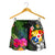 Tonga Women Shorts - Turtle Plumeria Banana Leaf - Polynesian Pride