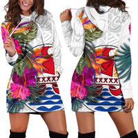 Tahiti Women's Hoodie Dress Polynesian Hibiscus White Pattern - Polynesian Pride