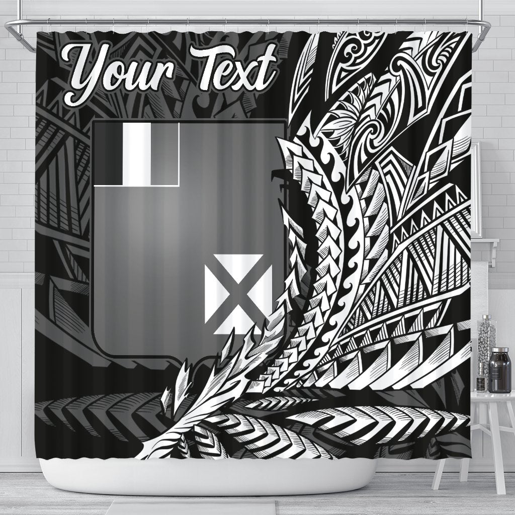 Wallis and Futuna Shower Curtains - Custom Personalised Wings Style 177 x 172 (cm) Black - Polynesian Pride