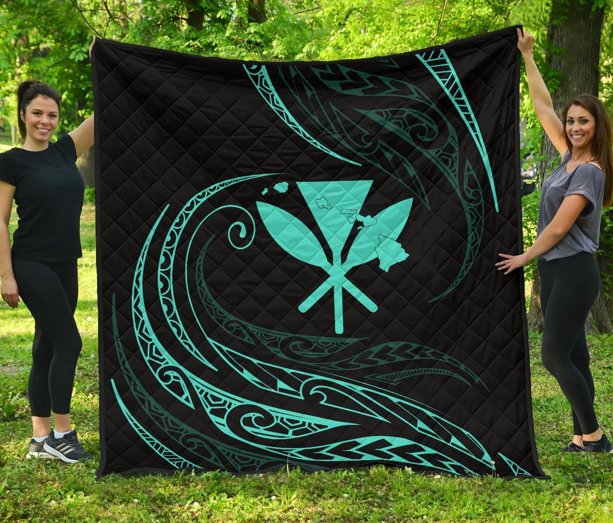 Kanaka Premium Quilt - Turquoise - Frida Style Black - Polynesian Pride