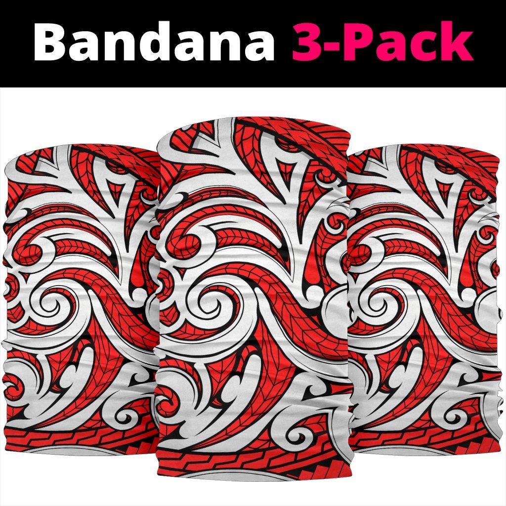 Polynesian Maori Ethnic Ornament Red Bandana 3 - Pack - Polynesian Pride