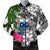 Samoa Men's Bomber Jacket White - Turtle Plumeria Banana Leaf White - Polynesian Pride